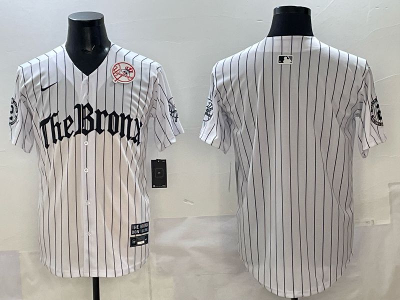 Men 2025 New York Yankees Blank White Stripe Five generations Joint Name Nike MLB Jersey style 02->new york yankees->MLB Jersey